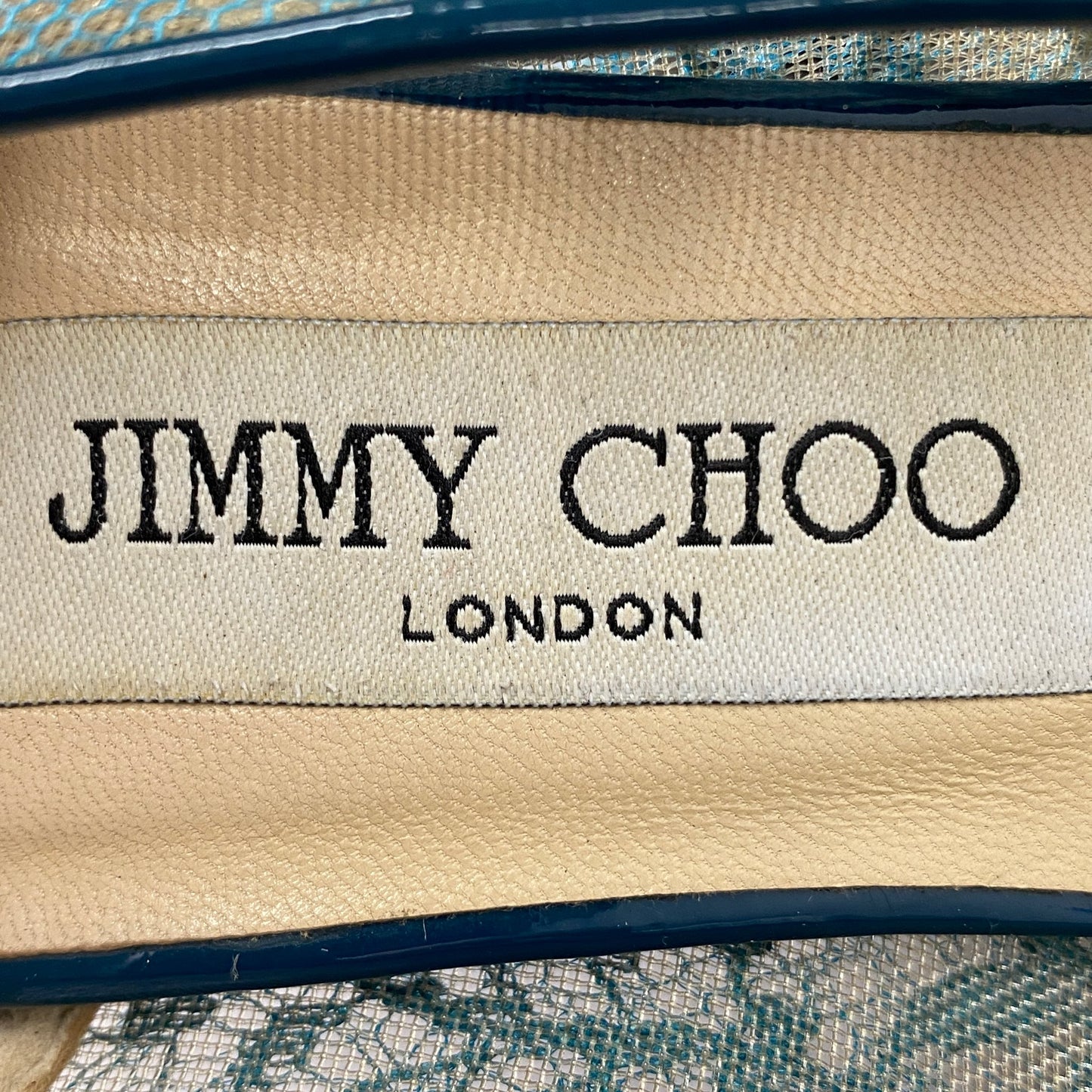 3a26  《美品》 JIMMY CHOO ジミーチュウ イタリア製 ABEL アベル ハイヒール レース パンプス シューズ ポインテッドトゥ 36 1/2 ブルー MADE IN ITALY