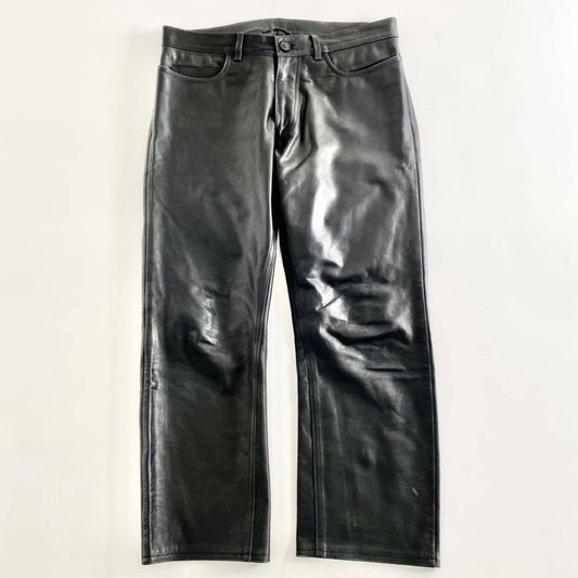 53i12 QUAI DE VALMY ケドゥヴァルミ クロコ切替 レザーパンツ サイズ42 ブラック メンズ 革パン ボトムス LEATHER PANTS フランス製