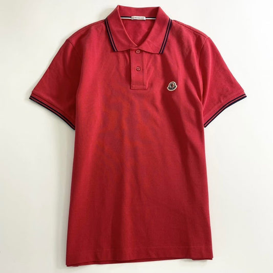 7e19-9 タグ付☆MONCLER モンクレール ロゴワッペンポロシャツ サイズS レッド MAGLIA POLO MANICA C マリアポロマニカ メンズ 半袖 春夏