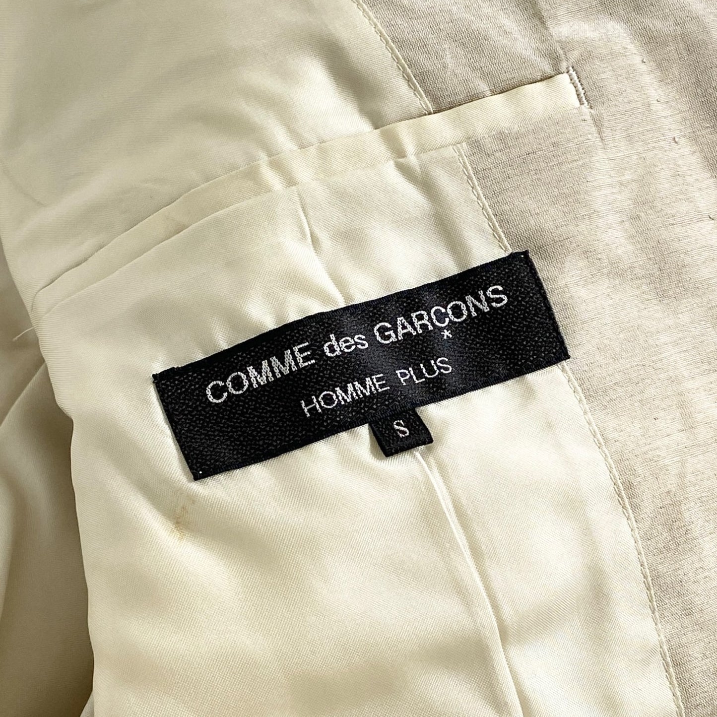 7a20 日本製 Comme des Garcons Homme Plus コムデギャルソン オム プリュス セットアップ 上下セット S ベージュ 90’s ジャパンヴィンテージ リネン混