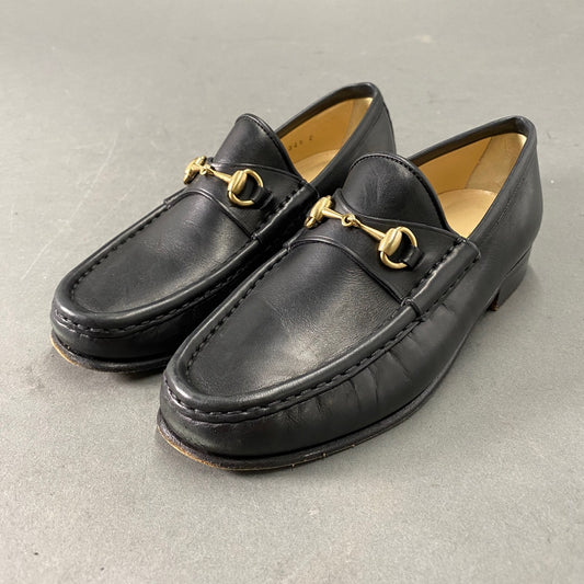 1L5《伊製》GUCCI グッチ 34 1/2(22.5cm相当) ホースビットローファー レザーシューズ レディース 革靴