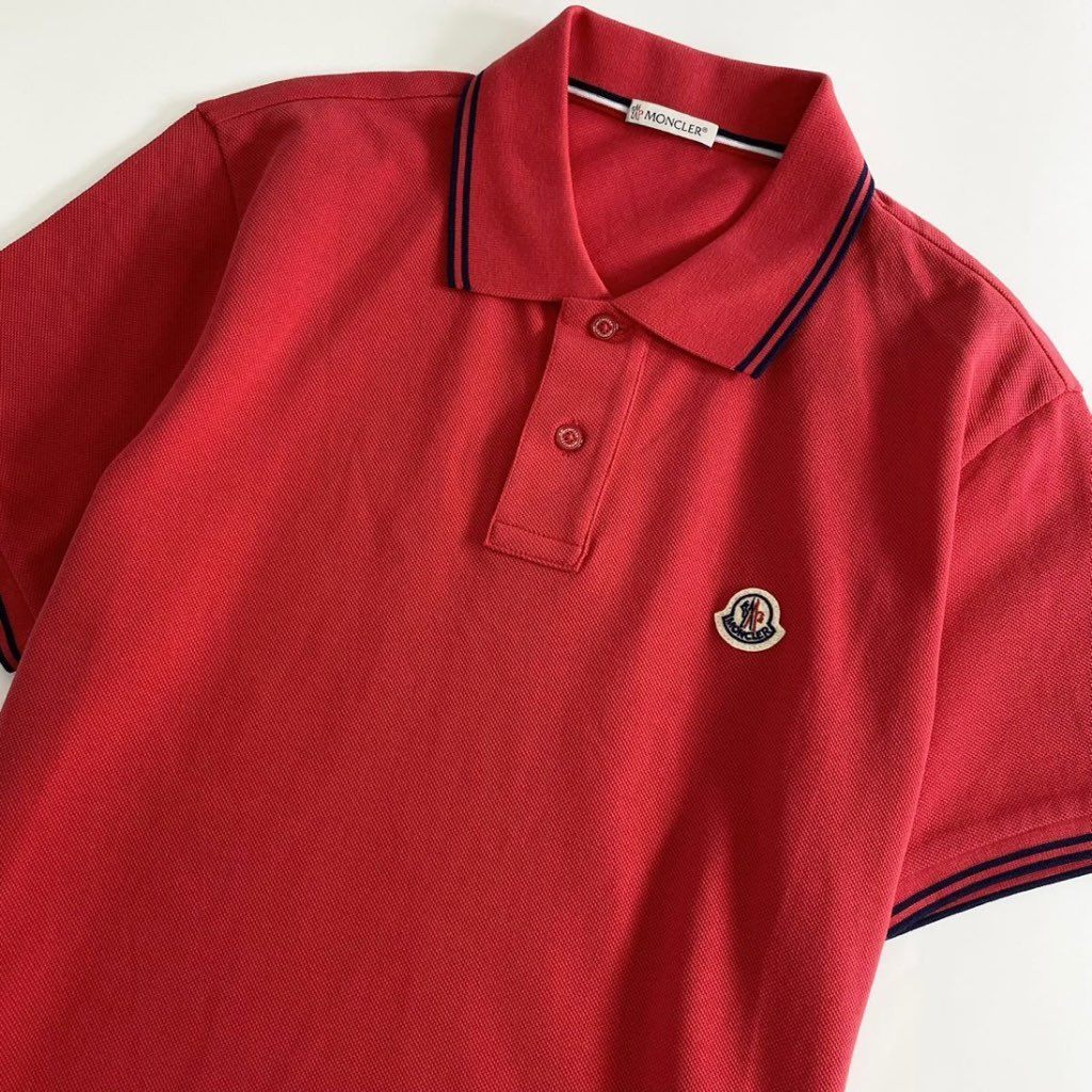 6e19-5 未使用タグ付☆MONCLER モンクレール ロゴワッペンポロシャツ サイズS レッド MAGLIA POLO MANICA C マリアポロマニカ メンズ