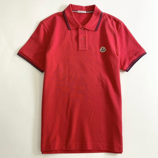 7e19-1 タグ付 MONCLER モンクレール ロゴワッペンポロシャツ サイズS レッド  MAGLIA POLO MANICA C マリアポロマニカ 半袖