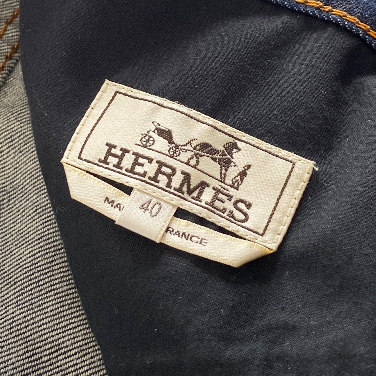 3L14 フランス製☆HERMES エルメス セリエボタン デニムパンツ 40 インディゴ ジーンズ DENIM PANTS セルビッチ オレンジ