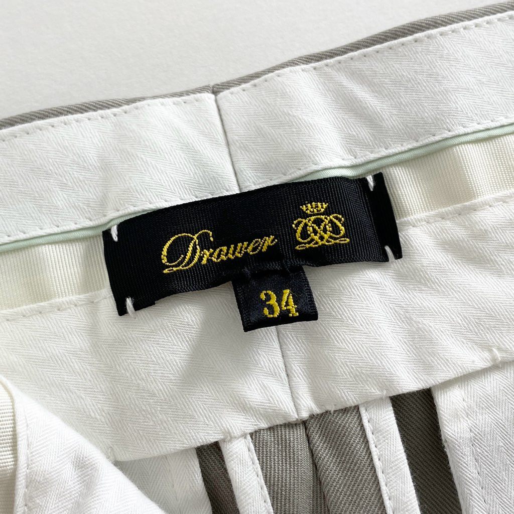 49c6 《美品》 Drawer ドゥロワー ギャバジンストレートパンツ 34 グレー センタープレス 日本製 UNITED ARROWS ユナイテッドアローズ