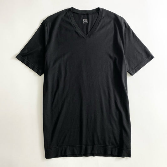 51b25 《極美品》 タグ付き FEDELI フェデーリ オーガニックコットンTシャツ 52 ブラック Vネック カットソー インナー TEE イタリア製