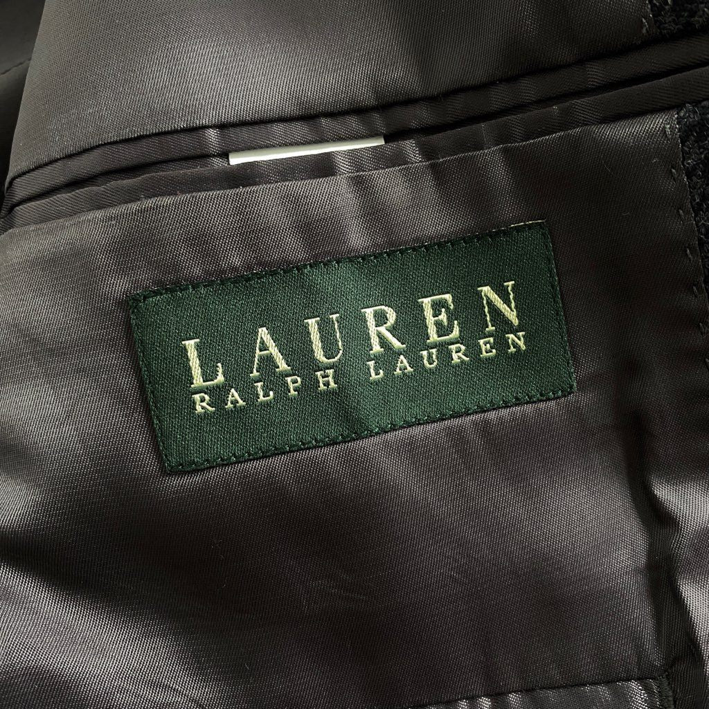 58-2b13 LAUREN RALPH LAUREN ローレン ラルフローレン 千鳥格子 チェックテーラードジャケット ブレザー 42L グレー ウール