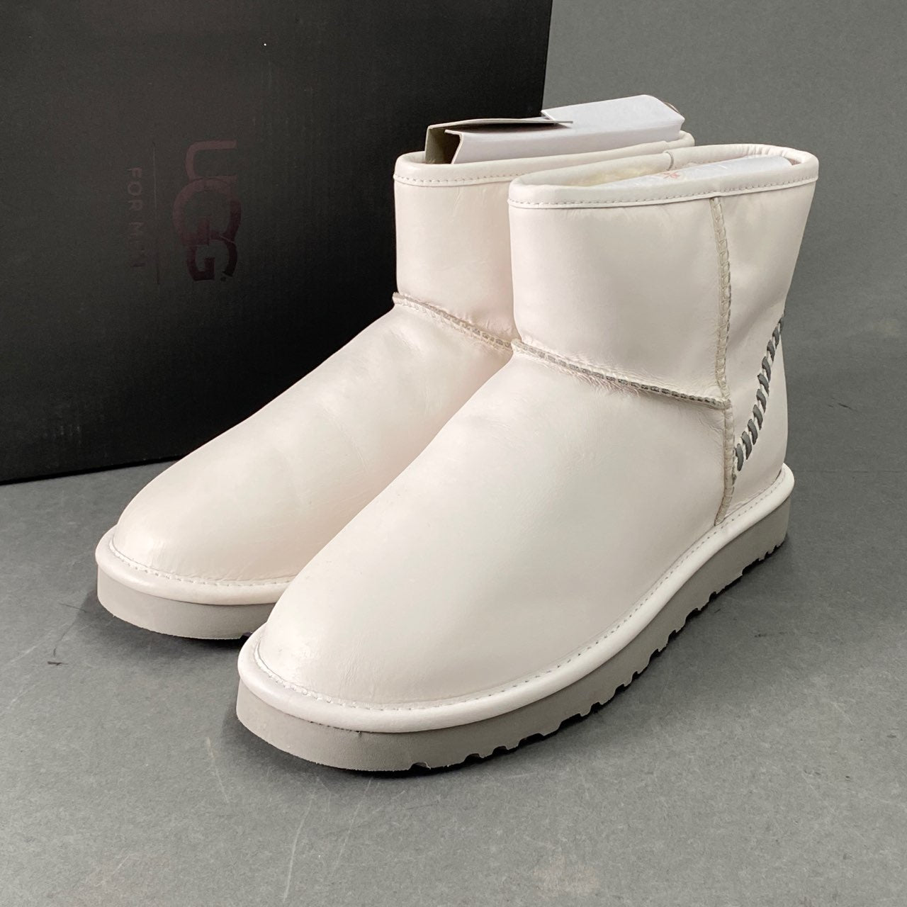 4L6 UGG アグ ショートブーツ 27 ホワイト メンズ クラシックミニ 裏ボア