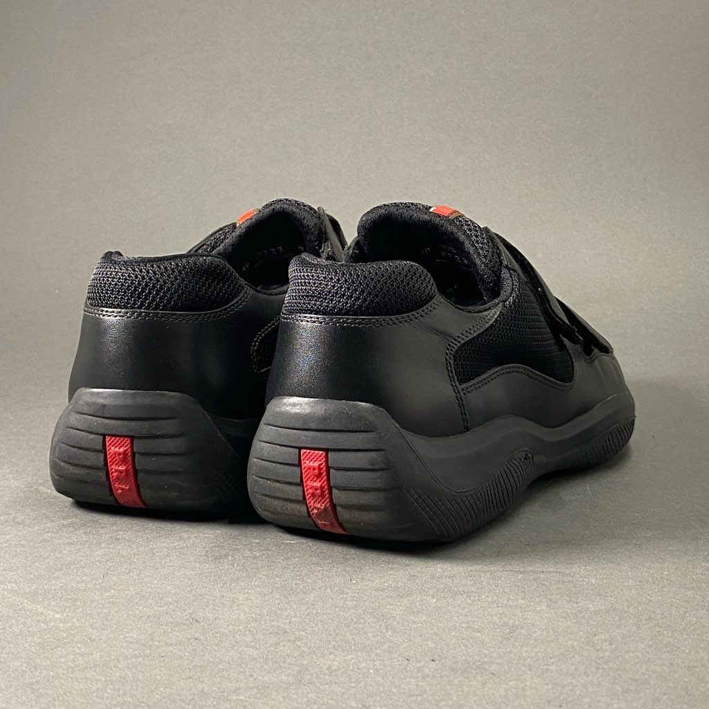 6c5 PRADA SPORTS プラダスポーツ ローカットスニーカー ベルクロストラップ テープ 9 ブラック メンズ レザーコンビ