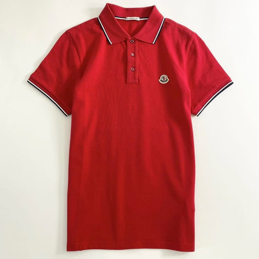 6e19-10 未使用タグ付☆MONCLER モンクレール ロゴワッペンポロシャツ サイズS レッド MAGLIA POLO MANICA C マリアポロマニカ メンズ 夏