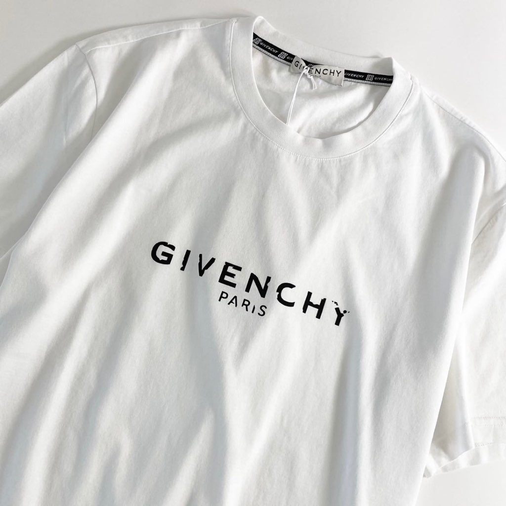 7e20 未使用タグ付 GIVENCHY ジバンシー VINTAGE SLIM FIT T-SHIRT サイズL ホワイト メンズ Tシャツ 半袖 ロゴプリント クルーネック