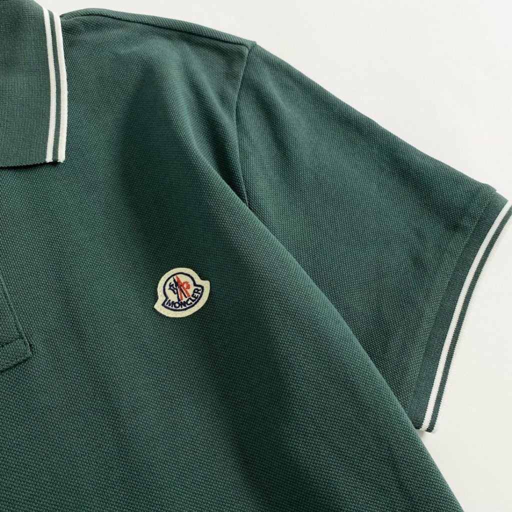 7e19-12 タグ付 MONCLER モンクレール ロゴワッペンポロシャツ サイズS グリーン MAGLIA POLO MANICA マリアポロマニカ メンズ 半袖 春夏