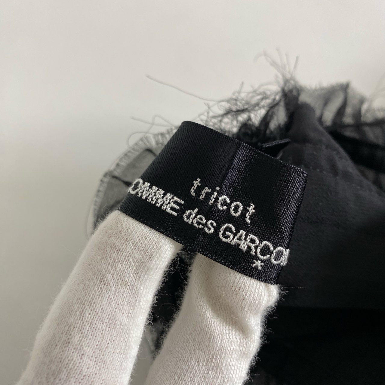 48C13 tricot COMME des GARCONS トリコ コムデギャルソン AD2003 シアー素材 ロングワンピース M ブラック レディース レイヤード